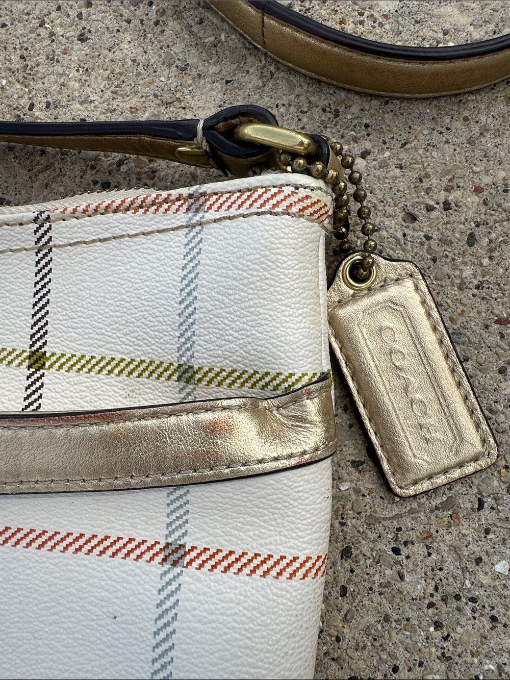 Coach White Multicolor Plaid Crossbody with Gold Accents - Picture 2 of 16